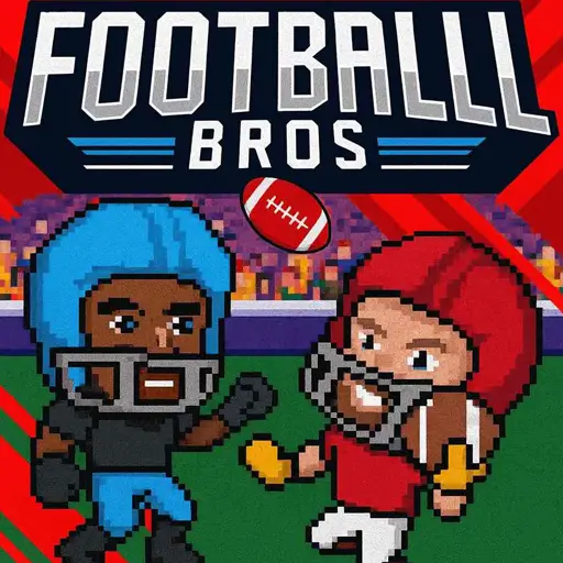 A pixelated American football player diving into the end zone for a touchdown in the Football Bros online game.