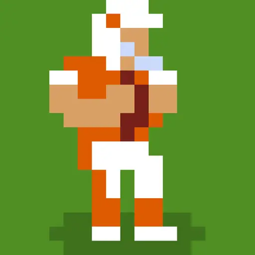 A pixel-art American football game screen showing a quarterback preparing to pass in Retro Bowl.